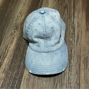 Aerie offline blue denim baseball hat adjustable back distressed